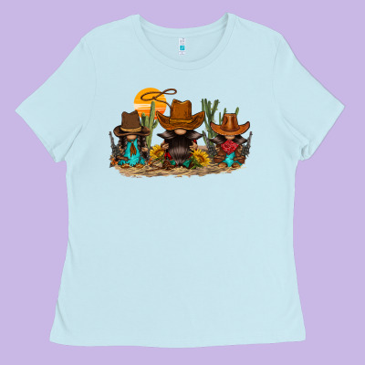 Western Gnomies Ladies Tee Designed By Fadigitalartstudio