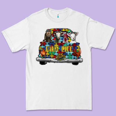 Farm Life Truck Autism Premium Tee Designed By Cowhidedigitalart
