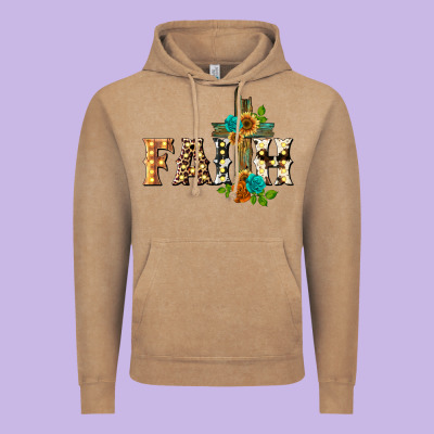 Faith With Cross Vintage Hoodie Designed By Barkaloodesign