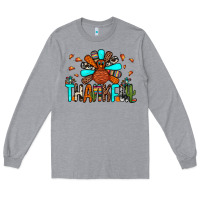 Heather Grey thankful turkey Long Sleeve Tee - JahusDesignShop
