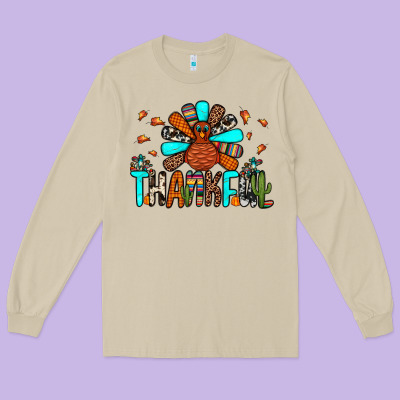 Thankful Turkey Long Sleeve Tee Designed By Jahusdesignshop