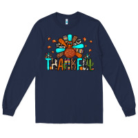 Navy thankful turkey Long Sleeve Tee - JahusDesignShop