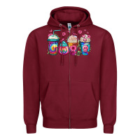Burgundy tie dye hippie coffee cups Zipper Hoodie - Jasminsmagicworld
