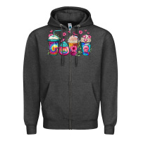 Charcoal Heather tie dye hippie coffee cups Zipper Hoodie - Jasminsmagicworld