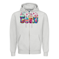 Dove Grey tie dye hippie coffee cups Zipper Hoodie - Jasminsmagicworld