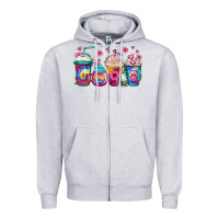 Heather Grey tie dye hippie coffee cups Zipper Hoodie - Jasminsmagicworld