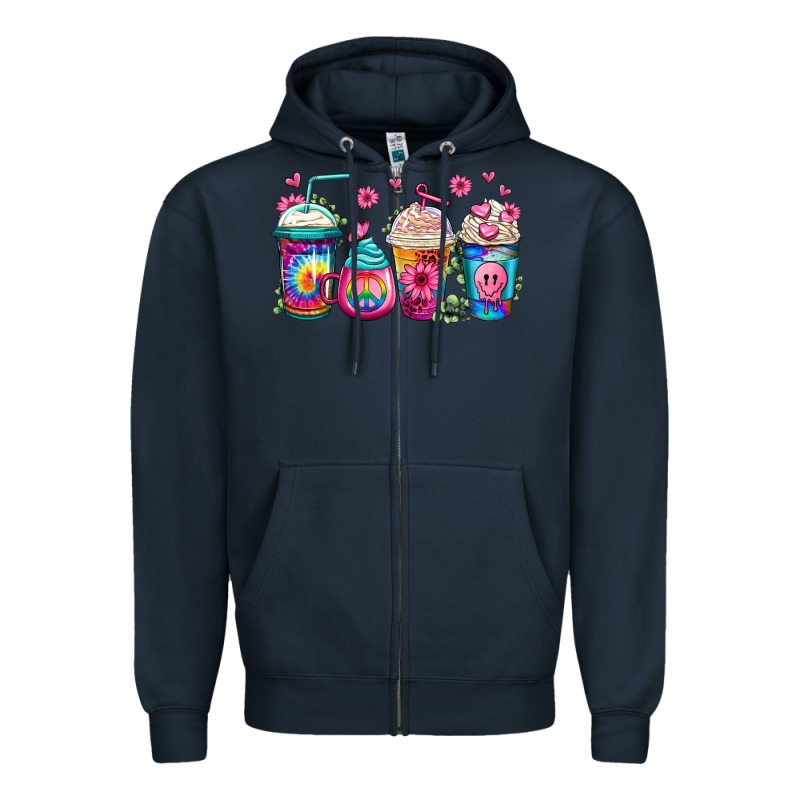 Tie Dye Hippie Coffee Cups Zipper Hoodie by Jasminsmagicworld | Teevron