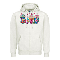 Oatmeal Heather tie dye hippie coffee cups Zipper Hoodie - Jasminsmagicworld