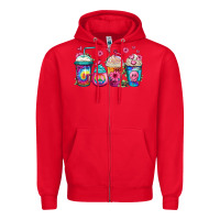 Red tie dye hippie coffee cups Zipper Hoodie - Jasminsmagicworld