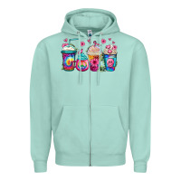 Seafoam tie dye hippie coffee cups Zipper Hoodie - Jasminsmagicworld