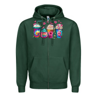 Sports Green tie dye hippie coffee cups Zipper Hoodie - Jasminsmagicworld