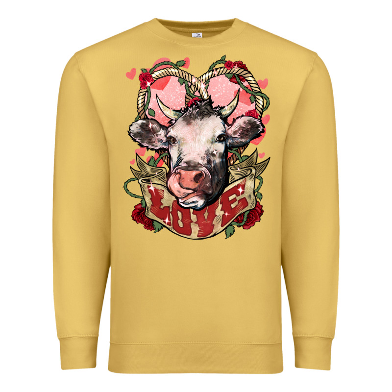 Cow Valentine's Day Love Premium Sweatshirt by HowdyJamesFarm | Teevron