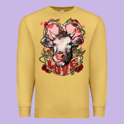 Cow Valentine's Day Love Premium Sweatshirt Designed By Howdyjamesfarm