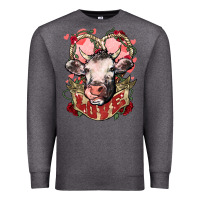 Charcoal Heather Cow Valentine's Day love Premium Sweatshirt - HowdyJamesFarm