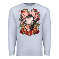 Heather Grey Cow Valentine's Day love Premium Sweatshirt - HowdyJamesFarm