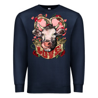 Navy Cow Valentine's Day love Premium Sweatshirt - HowdyJamesFarm