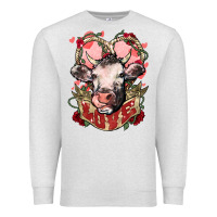 Oatmeal Heather Cow Valentine's Day love Premium Sweatshirt - HowdyJamesFarm
