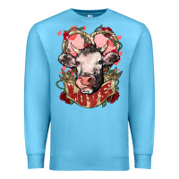 Ocean Blue Cow Valentine's Day love Premium Sweatshirt - HowdyJamesFarm