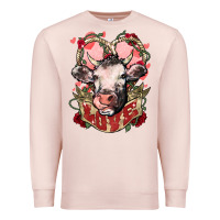 Pale Pink Cow Valentine's Day love Premium Sweatshirt - HowdyJamesFarm