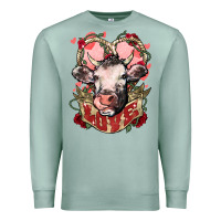 Seafoam Cow Valentine's Day love Premium Sweatshirt - HowdyJamesFarm