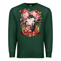 Sports Green Cow Valentine's Day love Premium Sweatshirt - HowdyJamesFarm