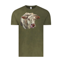 Vintage Olive Charolais Cattle Face Vintage Tee - LillyAllenDesigns