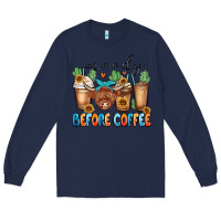 Navy moody before coffee Long Sleeve Tee - MaliasSmallBusiness