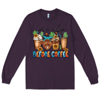 Plum moody before coffee Long Sleeve Tee - MaliasSmallBusiness