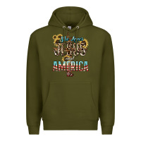 Army Green She loves Jesus and America too sunflower Premium Hoodie - HowdyJamesFarm