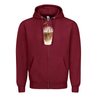 Burgundy iced coffee with cream Zipper Hoodie - BarkalooDesign