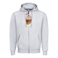 Heather Grey iced coffee with cream Zipper Hoodie - BarkalooDesign