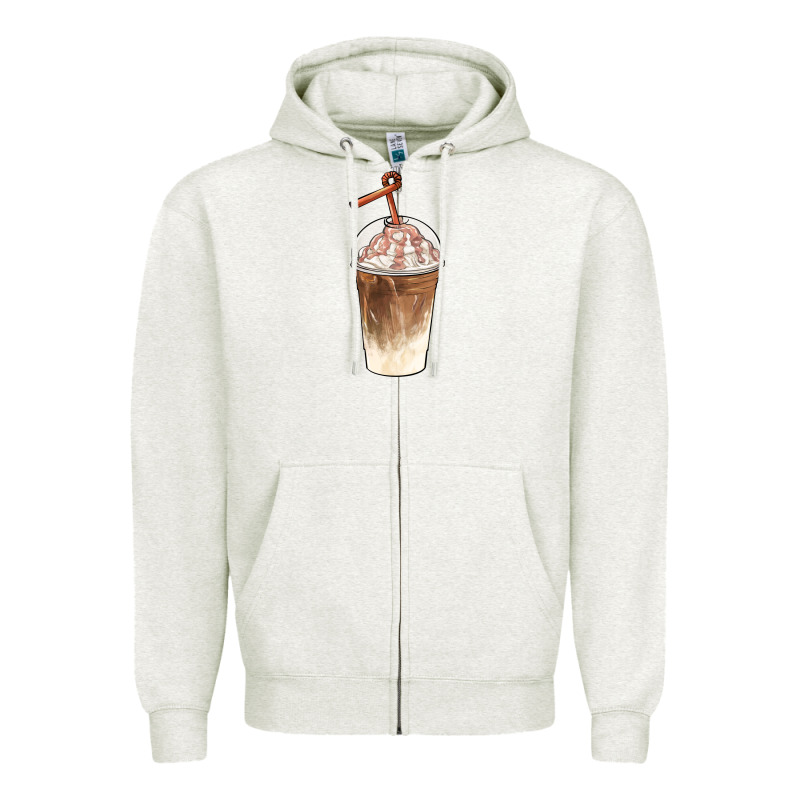 Iced Coffee With Cream Zipper Hoodie by BarkalooDesign | Teevron