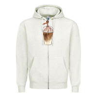 Oatmeal Heather iced coffee with cream Zipper Hoodie - BarkalooDesign