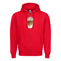 Red iced coffee with cream Zipper Hoodie - BarkalooDesign