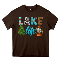 Chocolate Brown lake life Heavy Core Tee - HRA Design Shop