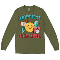 Army Green happiest when i'm reading Long Sleeve Tee - MaliasSmallBusiness