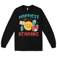 Black happiest when i'm reading Long Sleeve Tee - MaliasSmallBusiness