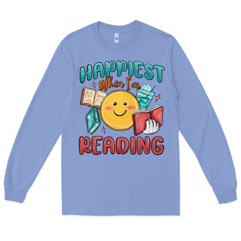 Happiest When I'm Reading Long Sleeve Tee by MaliasSmallBusiness | Teevron
