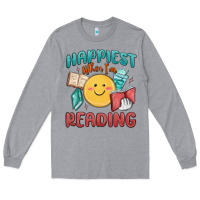 Heather Grey happiest when i'm reading Long Sleeve Tee - MaliasSmallBusiness