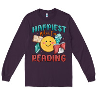 Plum happiest when i'm reading Long Sleeve Tee - MaliasSmallBusiness