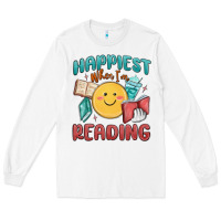 White happiest when i'm reading Long Sleeve Tee - MaliasSmallBusiness