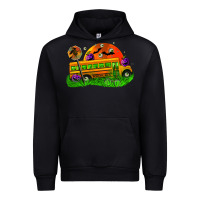 Black Halloween School Bus Urban Hoodie - FaDigitalArtStudio
