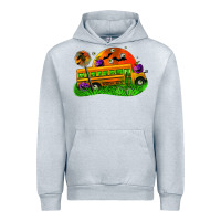 Heather Grey Halloween School Bus Urban Hoodie - FaDigitalArtStudio
