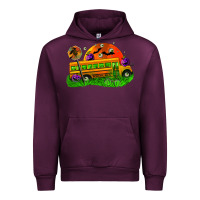 Mauve Wine Halloween School Bus Urban Hoodie - FaDigitalArtStudio
