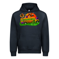 Navy Halloween School Bus Urban Hoodie - FaDigitalArtStudio
