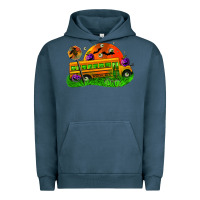 Pigment Midnight Navy Halloween School Bus Urban Hoodie - FaDigitalArtStudio