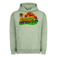 Pigment Oil Green Halloween School Bus Urban Hoodie - FaDigitalArtStudio
