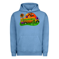 Pigment Pebble Blue Halloween School Bus Urban Hoodie - FaDigitalArtStudio