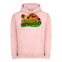 Pigment Salmon Halloween School Bus Urban Hoodie - FaDigitalArtStudio