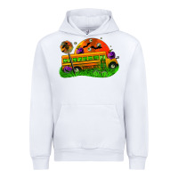 White Halloween School Bus Urban Hoodie - FaDigitalArtStudio